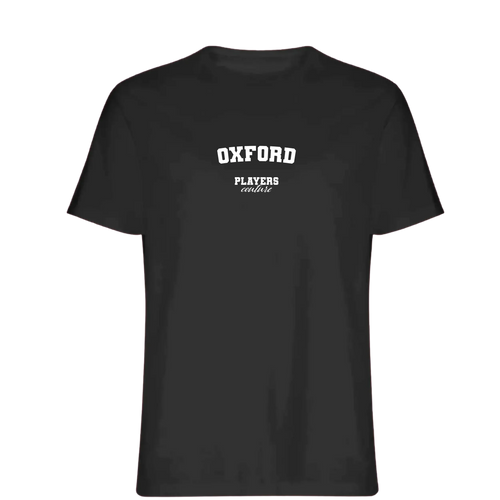 Oxford t-shirt – black men's t-shirt with white Oxford letters and Players Couture logo on the chest