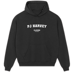PJ Harvey hoodie – black men's hoodie with white PJ Harvey letters and Players Couture logo on the chest