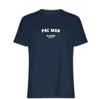 Pac Man t-shirt – navy men's t-shirt with white Pac Man letters and Players Couture logo on the chest