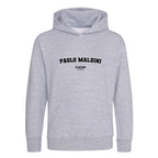 Paolo Maldini hoodie – grey kids' hoodie with black Paolo Maldini letters and Players Couture logo on the chest