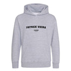 Patrick Vieira hoodie – grey kids' hoodie with black Patrick Vieira letters and Players Couture logo on the chest