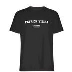Patrick Vieira t-shirt – black men's t-shirt with white Patrick Vieira letters and Players Couture logo on the chest