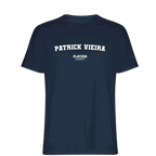 Patrick Vieira t-shirt – navy men's t-shirt with white Patrick Vieira letters and Players Couture logo on the chest
