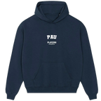Pau hoodie – navy men's hoodie with white Pau letters and Players Couture logo on the chest