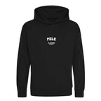 Pele hoodie – black kids' hoodie with white Pele letters and Players Couture logo on the chest