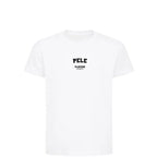 Pele t-shirt – white kids' t-shirt with black Pele letters and Players Couture logo on the chest