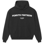 Penrith Panthers hoodie – black men's hoodie with white Penrith Panthers letters and Players Couture logo on the chest