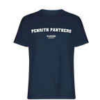 Penrith Panthers t-shirt – navy men's t-shirt with white Penrith Panthers letters and Players Couture logo on the chest