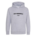 Pep Guardiola hoodie – grey kids' hoodie with black Pep Guardiola letters and Players Couture logo on the chest