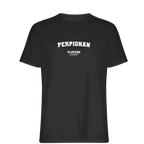 Perpignan t-shirt – black men's t-shirt with white Perpignan letters and Players Couture logo on the chest