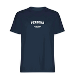 Persona t-shirt – navy men's t-shirt with white Persona letters and Players Couture logo on the chest
