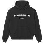 Peter Bonetti hoodie – black men's hoodie with white Peter Bonetti letters and Players Couture logo on the chest