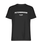 Peterborough t-shirt – black men's t-shirt with white Peterborough letters and Players Couture logo on the chest