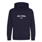 Phil Foden hoodie – navy kids' hoodie with white Phil Foden letters and Players Couture logo on the chest