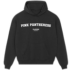 Pink Pantheress hoodie – pink men's hoodie with black Pink Pantheress letters and Players Couture logo on the chest