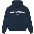 Pink Pantheress hoodie – pink men's hoodie with black Pink Pantheress letters and Players Couture logo on the chest