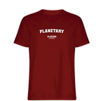 Planetary t-shirt – red men's t-shirt with white Planetary letters and Players Couture logo on the chest