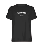 Plymouth t-shirt – black men's t-shirt with white Plymouth letters and Players Couture logo on the chest