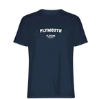 Plymouth t-shirt – navy men's t-shirt with white Plymouth letters and Players Couture logo on the chest