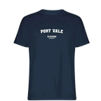 Port Vale t-shirt – navy men's t-shirt with white Port Vale letters and Players Couture logo on the chest