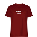 Portal t-shirt – red men's t-shirt with white Portal letters and Players Couture logo on the chest