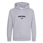 Portugal hoodie – grey kids' hoodie with black Portugal letters and Players Couture logo on the chest