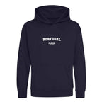 Portugal hoodie – navy kids' hoodie with white Portugal letters and Players Couture logo on the chest