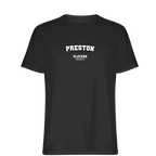 Preston t-shirt – black men's t-shirt with white Preston letters and Players Couture logo on the chest