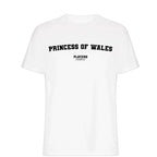 Princess of Wales t-shirt – white men's t-shirt with black Princess of Wales letters and Players Couture logo on the chest