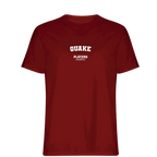 Quake t-shirt – red men's t-shirt with white Quake letters and Players Couture logo on the chest