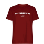 Queenslanders t-shirt – red men's t-shirt with white Queenslanders letters and Players Couture logo on the chest