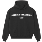 Quentin Tarantino hoodie – black men's hoodie with white Quentin Tarantino letters and Players Couture logo on the chest