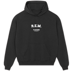 R.E.M. hoodie – black men's hoodie with white R.E.M. letters and Players Couture logo on the chest
