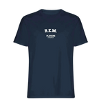 R.E.M. t-shirt – navy men's t-shirt with white R.E.M. letters and Players Couture logo on the chest