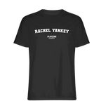 Rachel Yankey t-shirt – black men's t-shirt with white Rachel Yankey letters and Players Couture logo on the chest