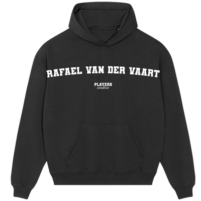 Rafael van der Vaart hoodie – black men's hoodie with white Rafael van der Vaart letters and Players Couture logo on the