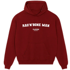 Rag'N'Bone Man hoodie – red men's hoodie with white Rag'N'Bone Man letters and Players Couture logo on the chest