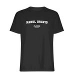 Rahul Dravid t-shirt – black men's t-shirt with white Rahul Dravid letters and Players Couture logo on the chest