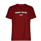 Randy Orton t-shirt – red men's t-shirt with white Randy Orton letters and Players Couture logo on the chest