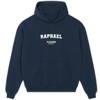 Raphael hoodie – navy men's hoodie with white Raphael letters and Players Couture logo on the chest
