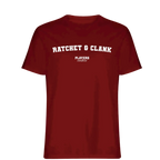 Ratchet & Clank t-shirt – red men's t-shirt with white Ratchet & Clank letters and Players Couture logo on the chest