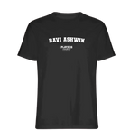 Ravi Ashwin t-shirt – black men's t-shirt with white Ravi Ashwin letters and Players Couture logo on the chest