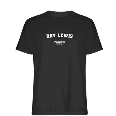 Ray Lewis t-shirt – black men's t-shirt with white Ray Lewis letters and Players Couture logo on the chest