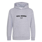 Real Madrid hoodie – grey kids' hoodie with black Real Madrid letters and Players Couture logo on the chest