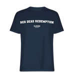Red Dead Redemption t-shirt – red men's t-shirt with white Red Dead Redemption letters and Players Couture logo on the chest