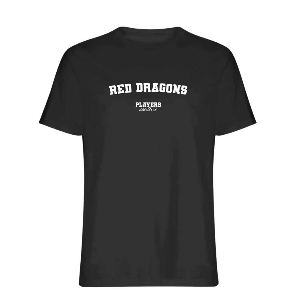Red Dragons t-shirt – red men's t-shirt with white Red Dragons letters and Players Couture logo on the chest
