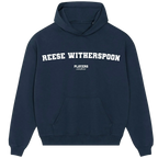 Reese Witherspoon hoodie – navy men's hoodie with white Reese Witherspoon letters and Players Couture logo on the chest