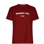Resident Evil t-shirt – red men's t-shirt with white Resident Evil letters and Players Couture logo on the chest