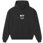 Rey hoodie – black men's hoodie with white Rey letters and Players Couture logo on the chest