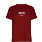 Rhinos t-shirt – red men's t-shirt with white Rhinos letters and Players Couture logo on the chest